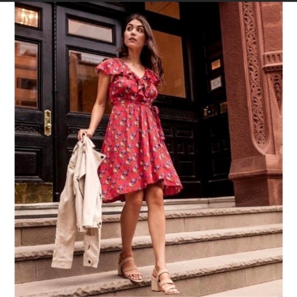 Anthropologie Rosalia Wrap Dress by Maeve in Red - Picture 1 of 11